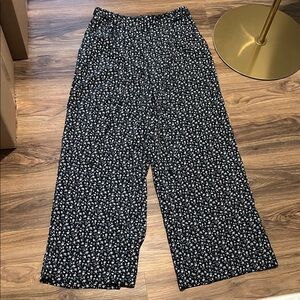 miami Black Wide-Leg Floral Print Pants